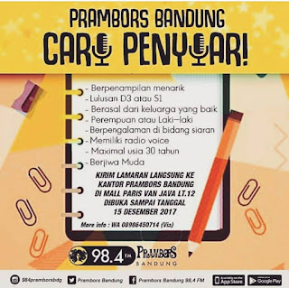 Lowongan Penyiar Radio Prambors Bandung Tahun 2017