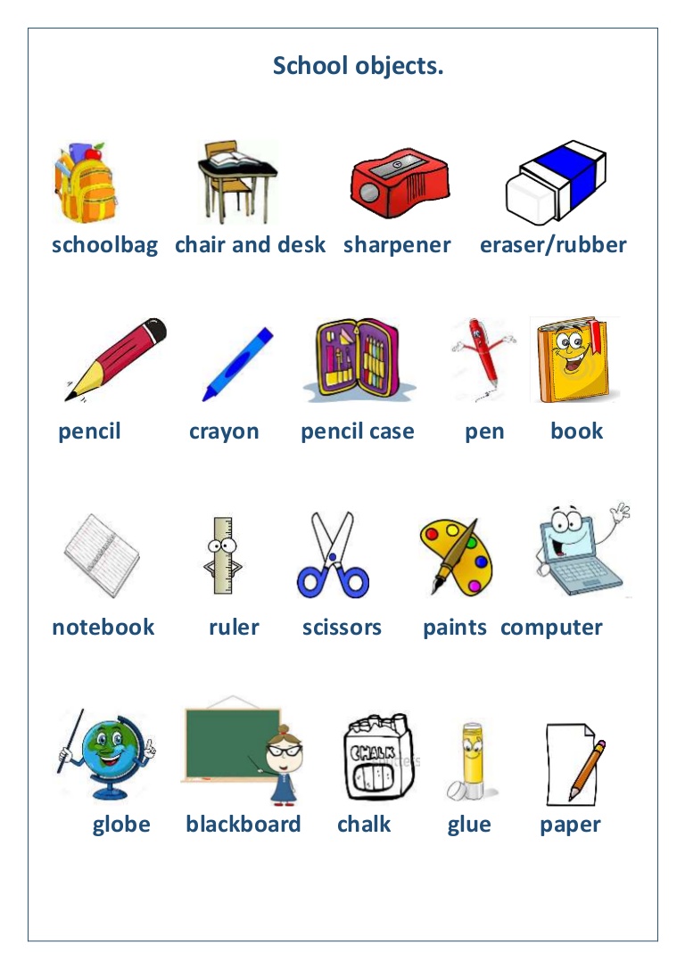 English Projects School Objects