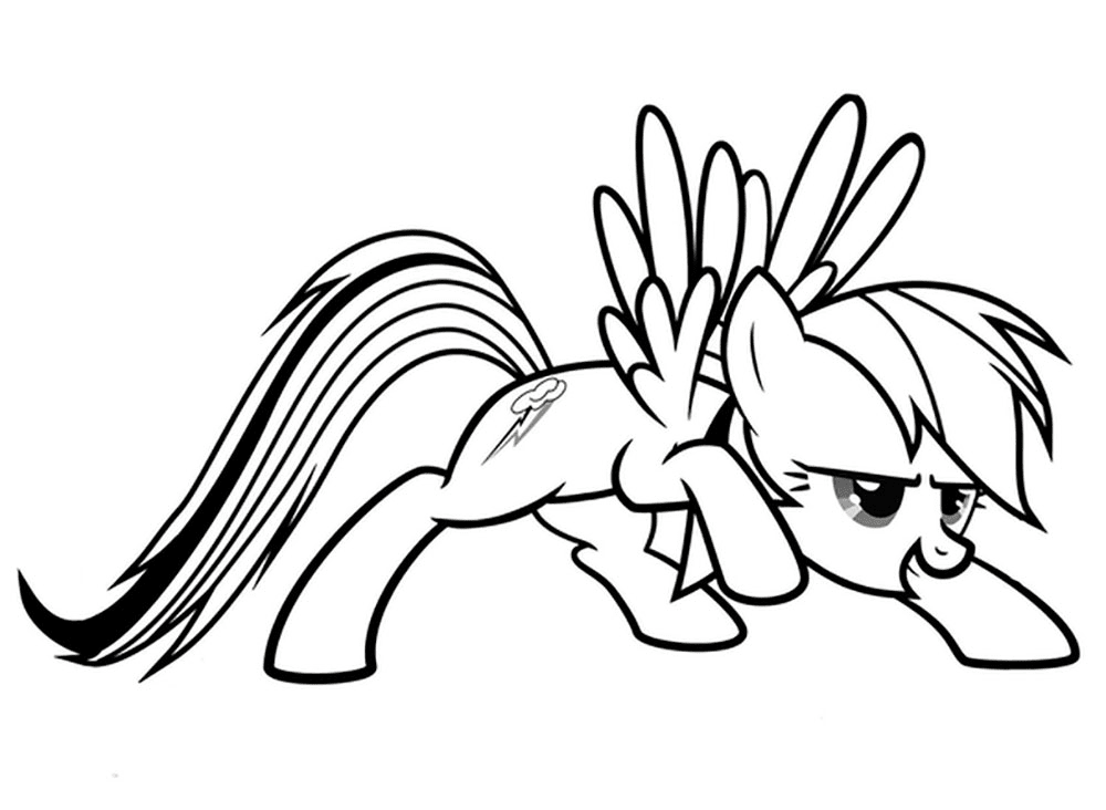 Gambar Mewarnai Rainbow Dash Untuk Anak PAUD dan TK