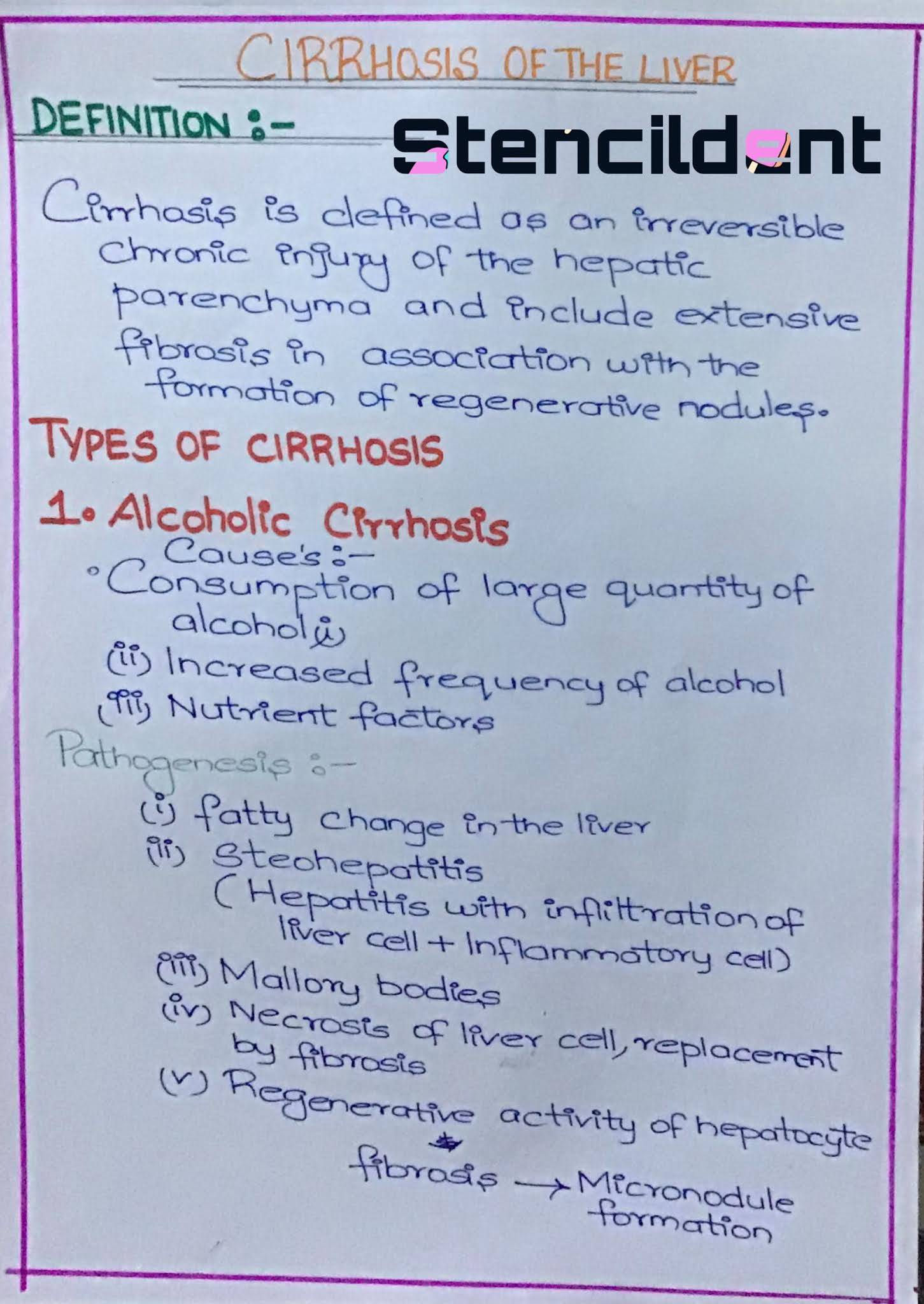 Definition and classification of liver cirrhosisSTENCILDENT