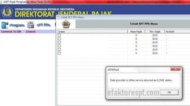 eSPT Error Data Provider Or Other Service Returned an E_FAIL Status