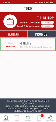 Cara Menukarkan Glits dengan Voucher Alfamart dari Aplikasi Gluu Android Cara Menukarkan Glits dengan Voucher Alfamart dari Aplikasi Gluu Android