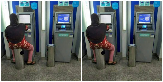 KOCAK! Emak-emak Ini Mainkan Mesin ATM Layaknya Mesin Dingdong