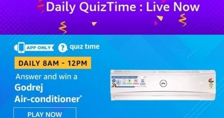 Amazon Quiz Answers 9 November Win Godrej Air Conditioner
