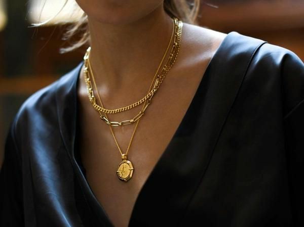 Golden fancy multi strand necklace