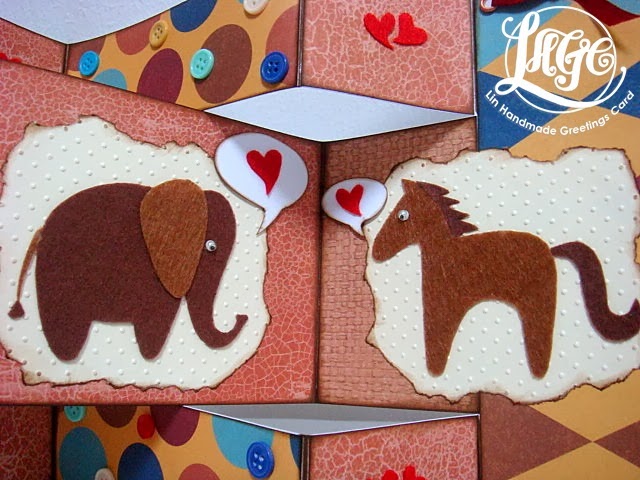 Elephant and Horse theme birthday card