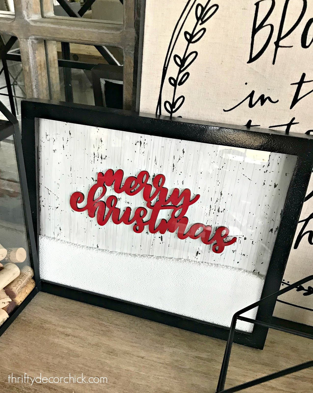 DIY snow globe art in frame 