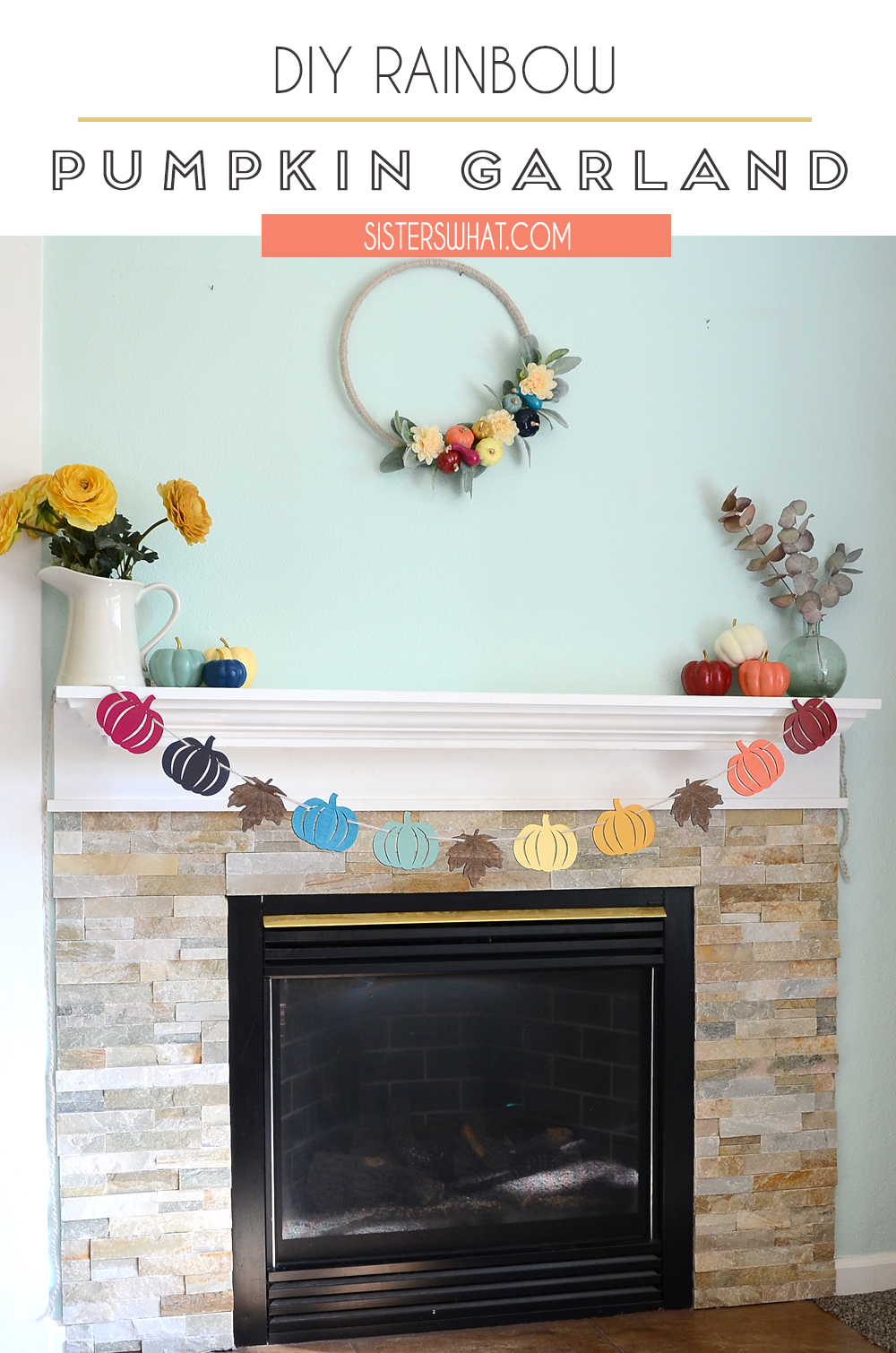 diy pumpkin garland colorful rainbow pumpkins