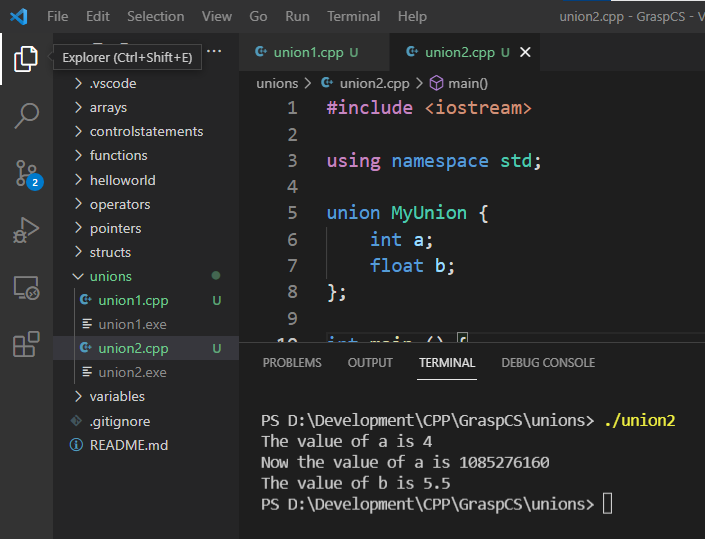 Unions in C++