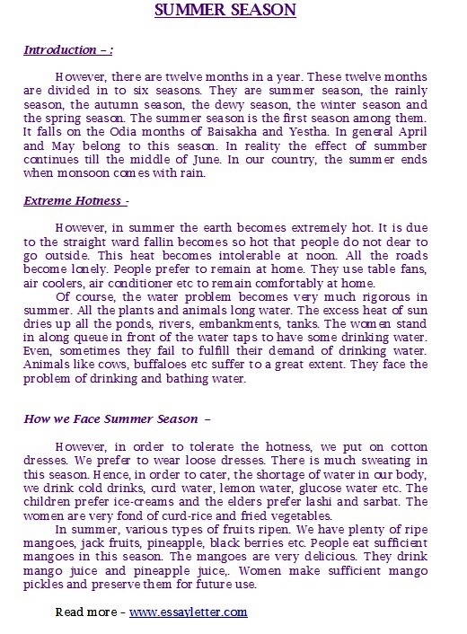 Summer season in india essay