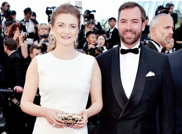 Princess Stephanie wore a white dress by Ralph Lauren at the opening night of Cannes Film Festival. The same dress had been worn by Crown Princess Victoria at Polar Music Prize ceremony in 2016