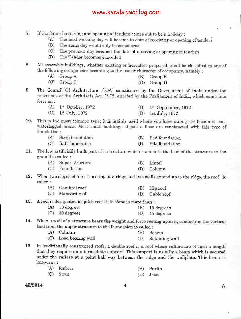 Architectural Head Draftsman Exam Previous Question Architectural Head Draftsman Exam Previous Question
