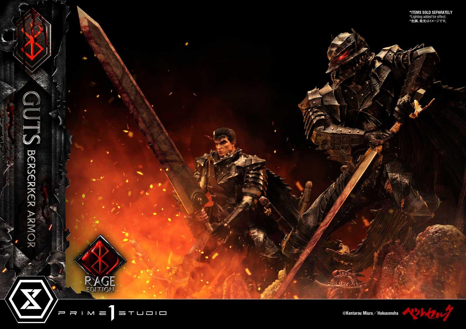Berserk - Guts in Bersrk Armor Rage Edition y Unleash Edition Statues ...