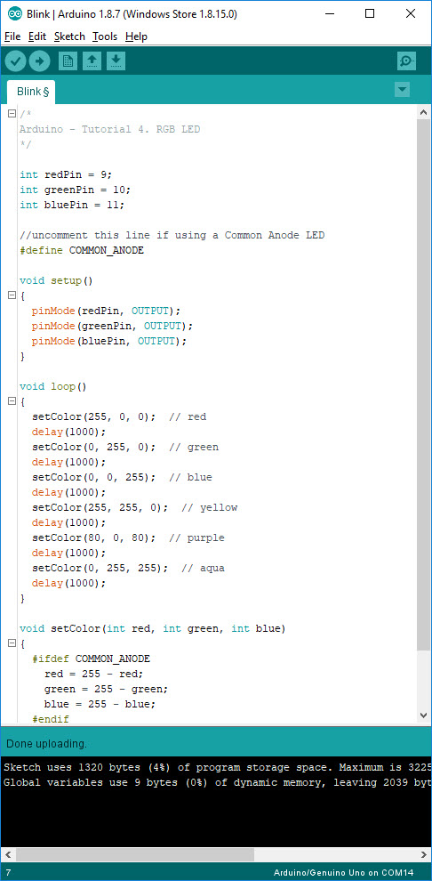 Arduino RGB LED Tutorial 