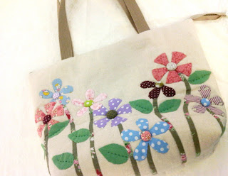 Uniquely Yours, by Lilian: Zipper Tote Bag with Flower Applique