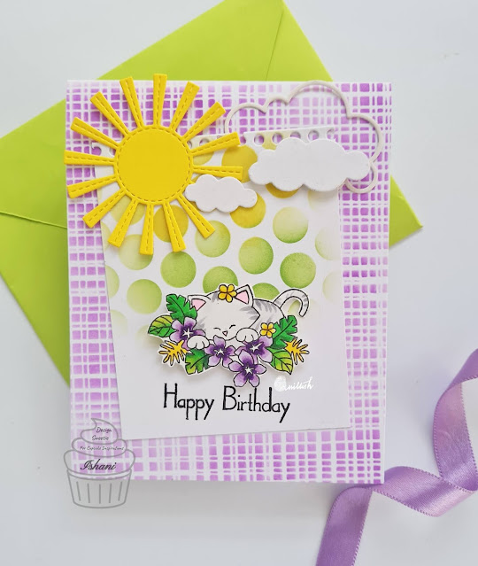 Scene card with Aloha stamp set by Newton's Nook designs,Birthday card,Copic markers,Stamplorations,die cutting, Quillish,