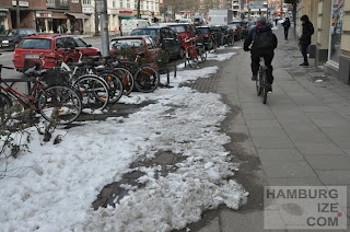 Fake-"Winterdienst" benutzungspflichtiger Radweg Hudtwalckerstraße