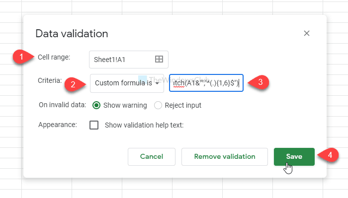 Excel 및 Google 스프레드시트에서 글자 수 제한을 추가하는 방법