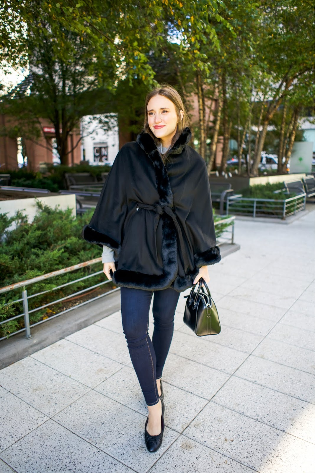 Fur Trim Cape for Winter  Connecticut Fashion and Lifestyle Blog