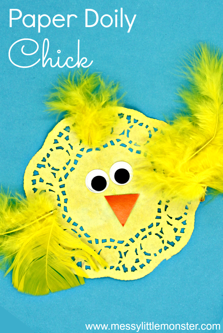 An easy paper doily chick craft for kids.  A great activity for an Easter or Spring themed project for toddlers and preschoolers.