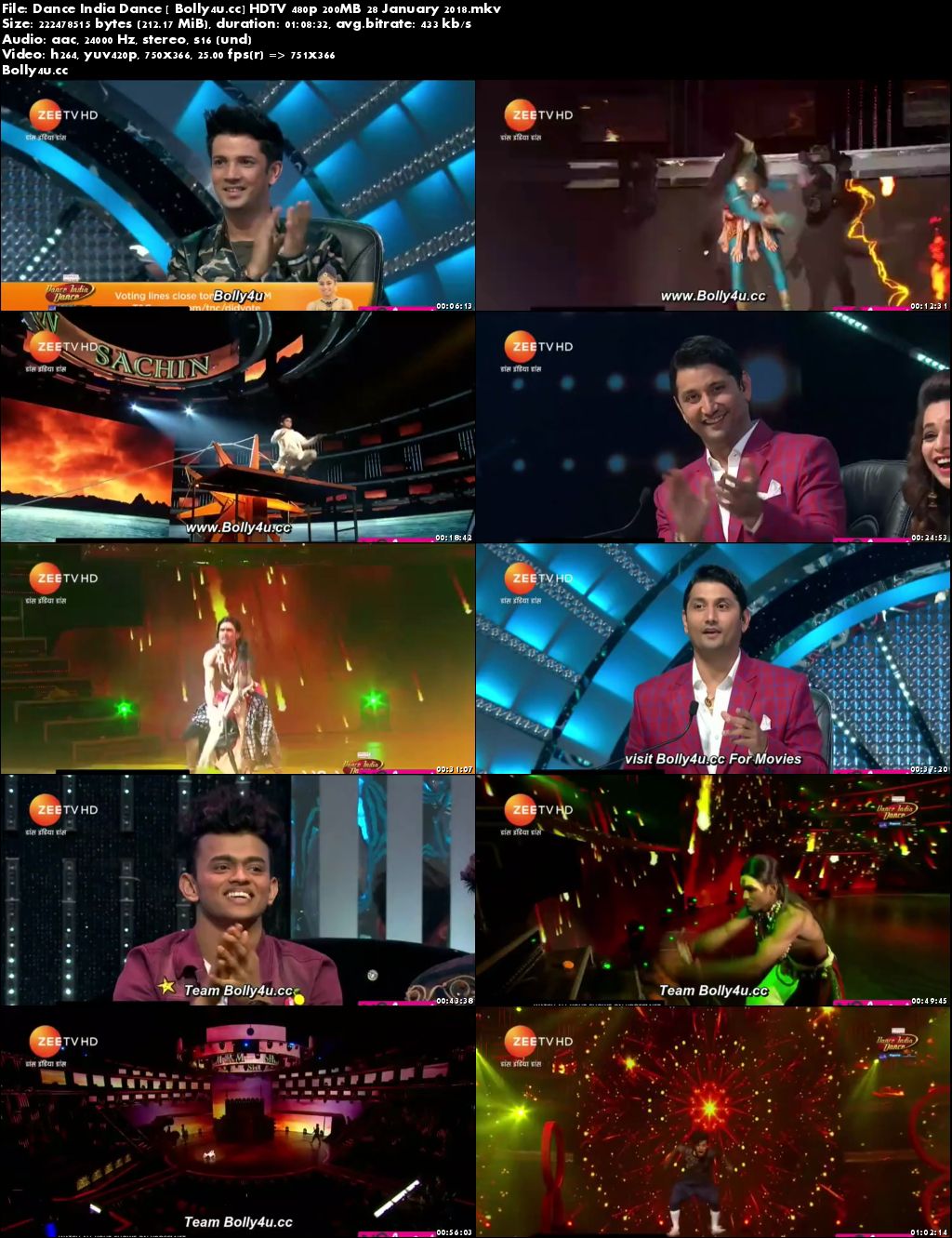 Dance India Dance HDTV 480p 200MB 28 January 2018 Download