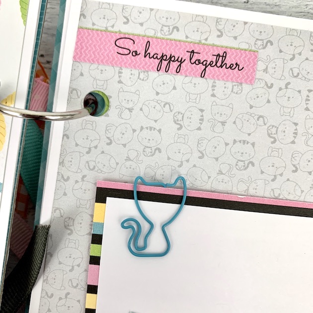 Kitty Cat Scrapbook album page with cat shaped paper clip
