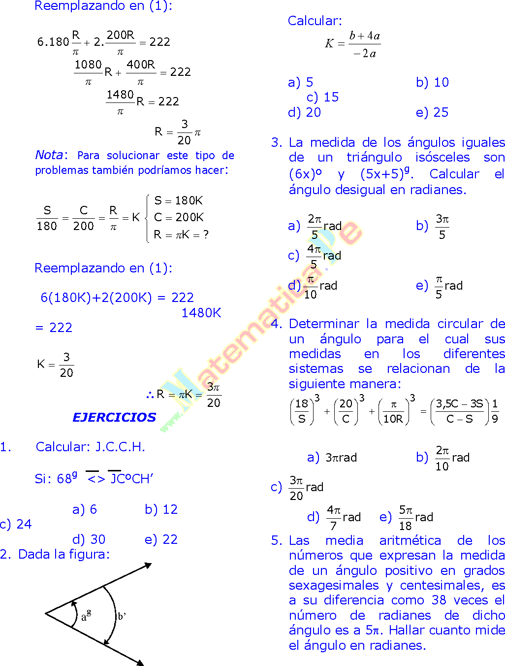 Angulo Trigonometrico Y Sistemas De Medidas Angulares Conversion Sexagesimal Centesimal Y Radial Ejercicios Resueltos De Trigonometria Preuniversitaria En Pdf