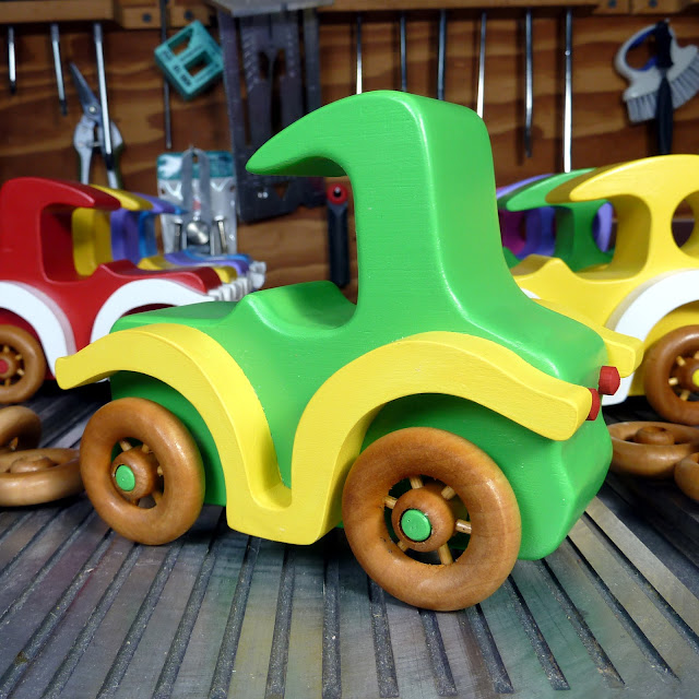 Handmade Wood Toy Car, An Old Fashioned Style Coupe from the Bad Bob's Custom Motors Series Toymaker's Shop