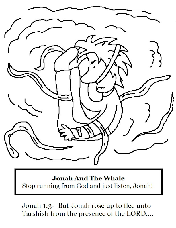 Jonah and The Whale Coloring Page title=