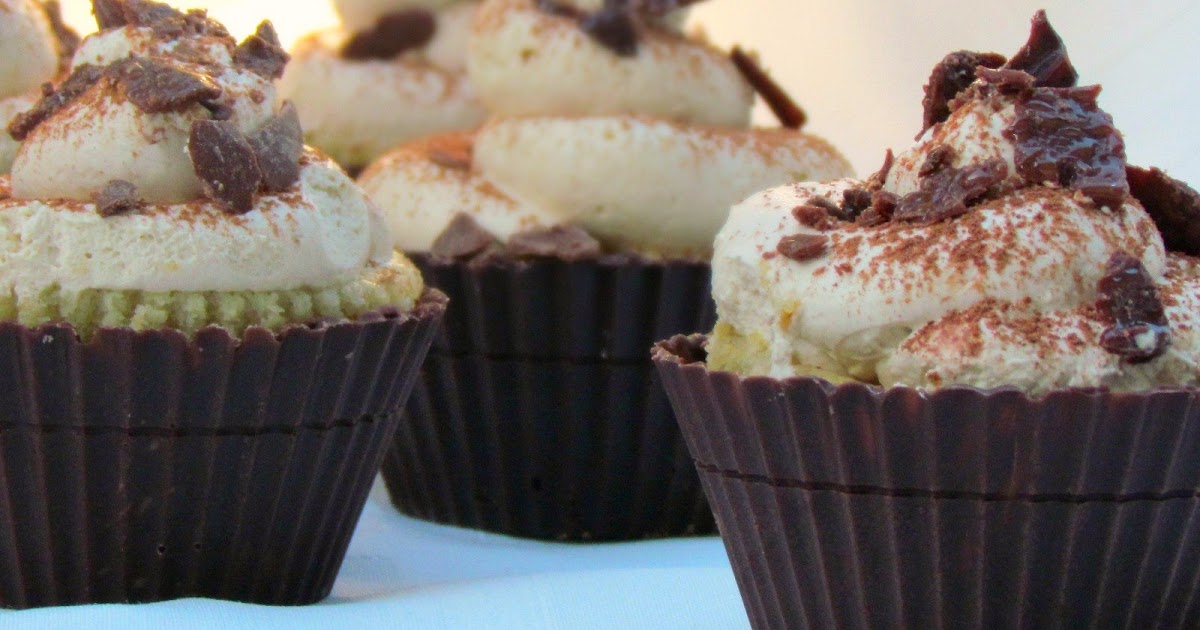Coffee cream cupcakes in chocolate shells.