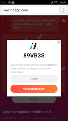 kode undangan aplikasi wesing android