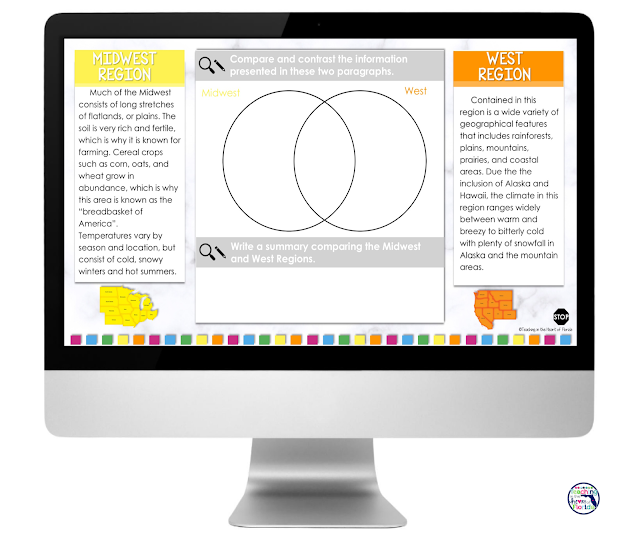 In this post, I show you how you can use Regions of the United States for Google™ Classroom for both in person instruction and distance learning. The 14 day lesson sequence is easy for students to follow and has explicit and clear directions. Close reading, text-dependent questions, vocabulary, graphic organizers, maps, and writing make this unit easy to implement!