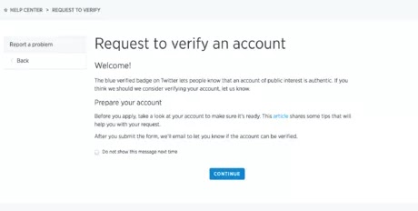 twitter verification form