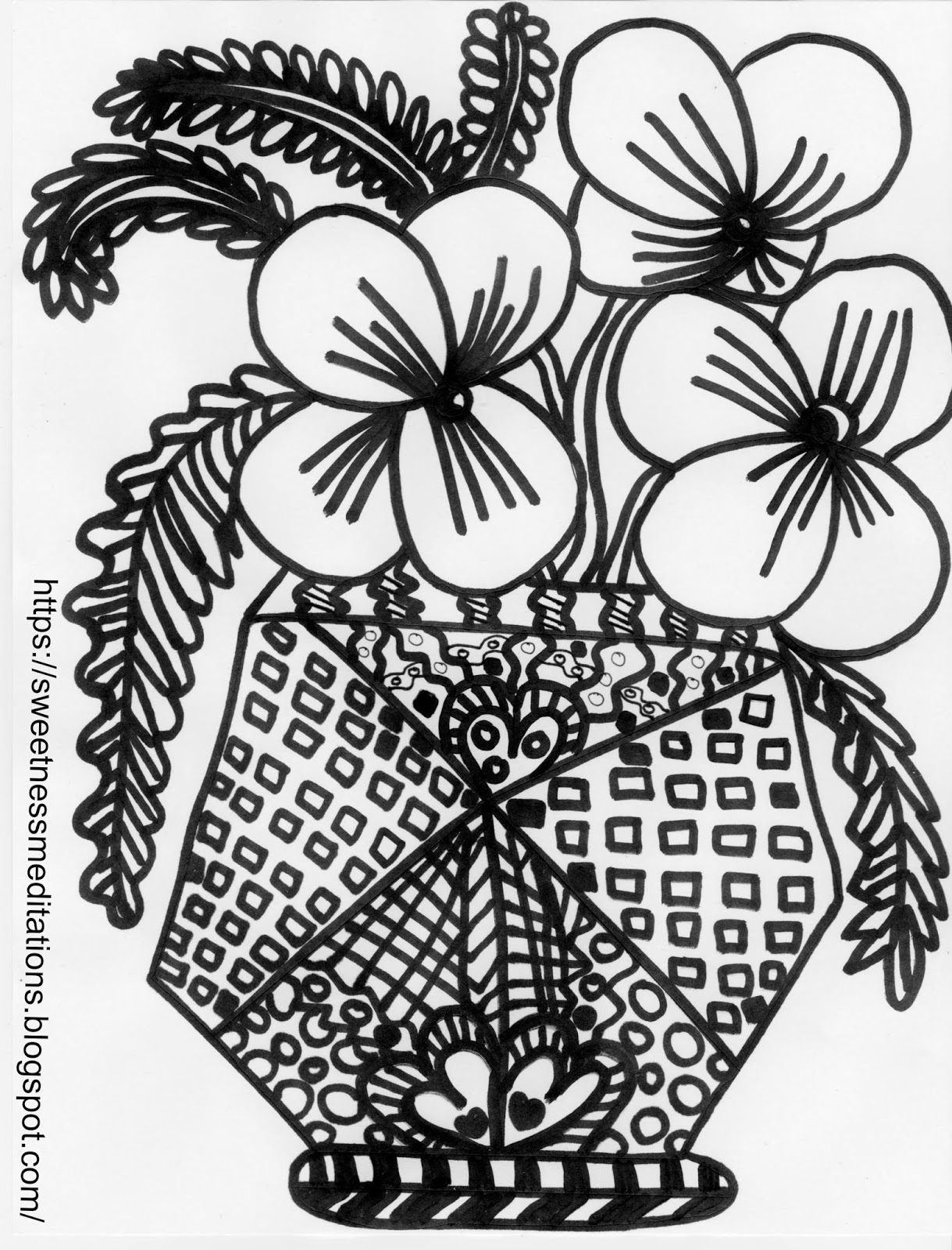 Sweetness Meditations: Free Pansy Coloring Pages