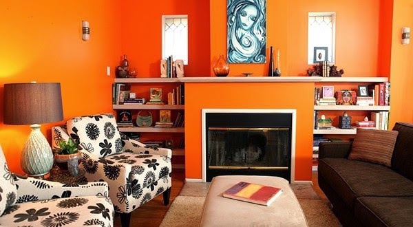 Modern orange color in the living room?
