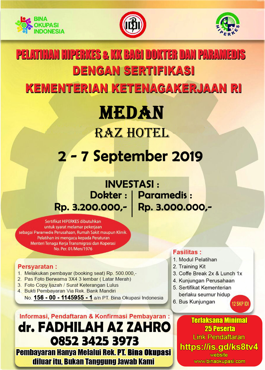 Pelatihan Hiperkes Medan 2019 Untuk Dokter Dan Paramedis