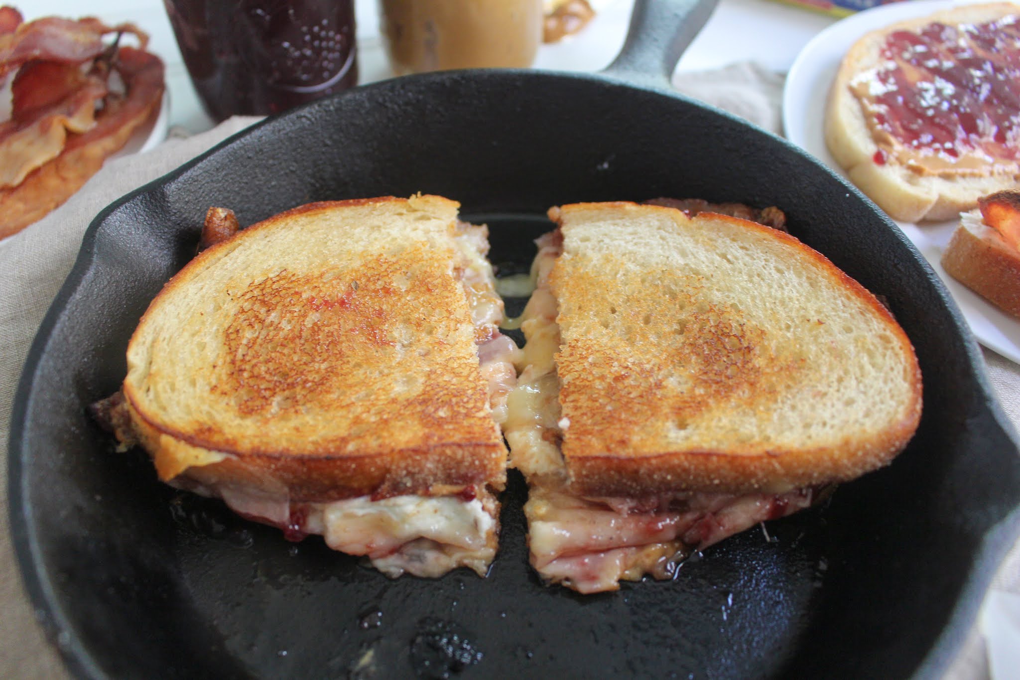 Kylee's Kitchen Peanut butter and jelly grilled cheese with bacon