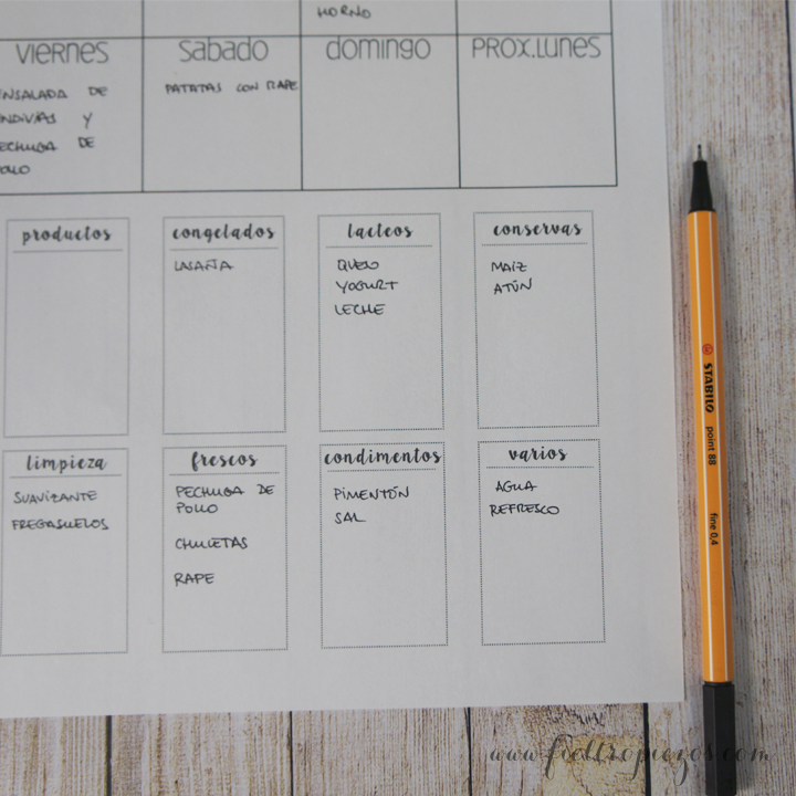 menu planner descargable