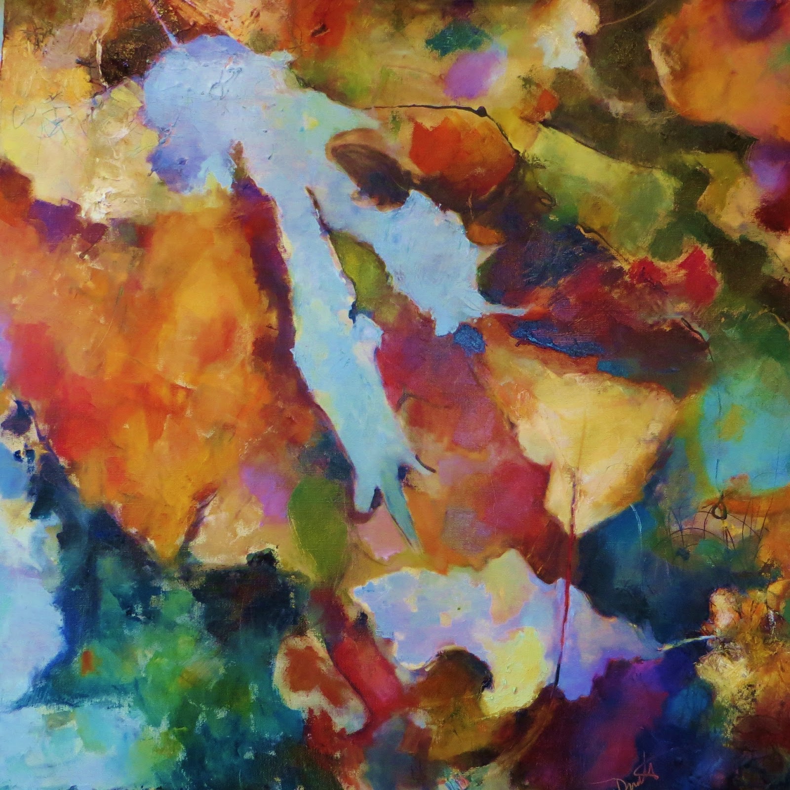 Daily Painters Abstract Gallery Autumn Leaves Abstract Oil Painting By