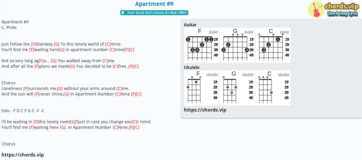 Apartment Number 9 Chords Template Pages
