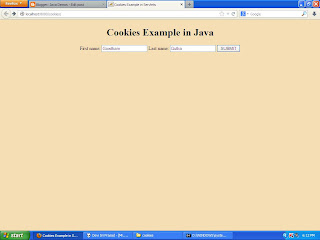 An application on cookies in Java servlets