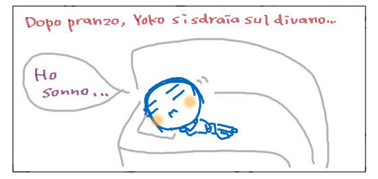 Dopo pranzo, Yoko si sdraia sul divano... Ho sonno...