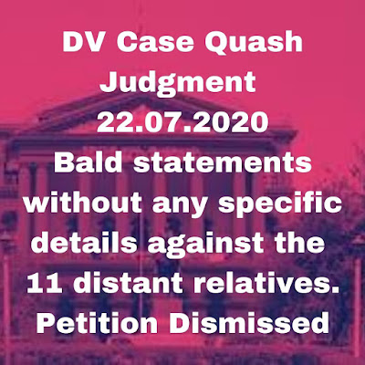 DV Case Dismissed Judgment 2020, DV Act 2005.