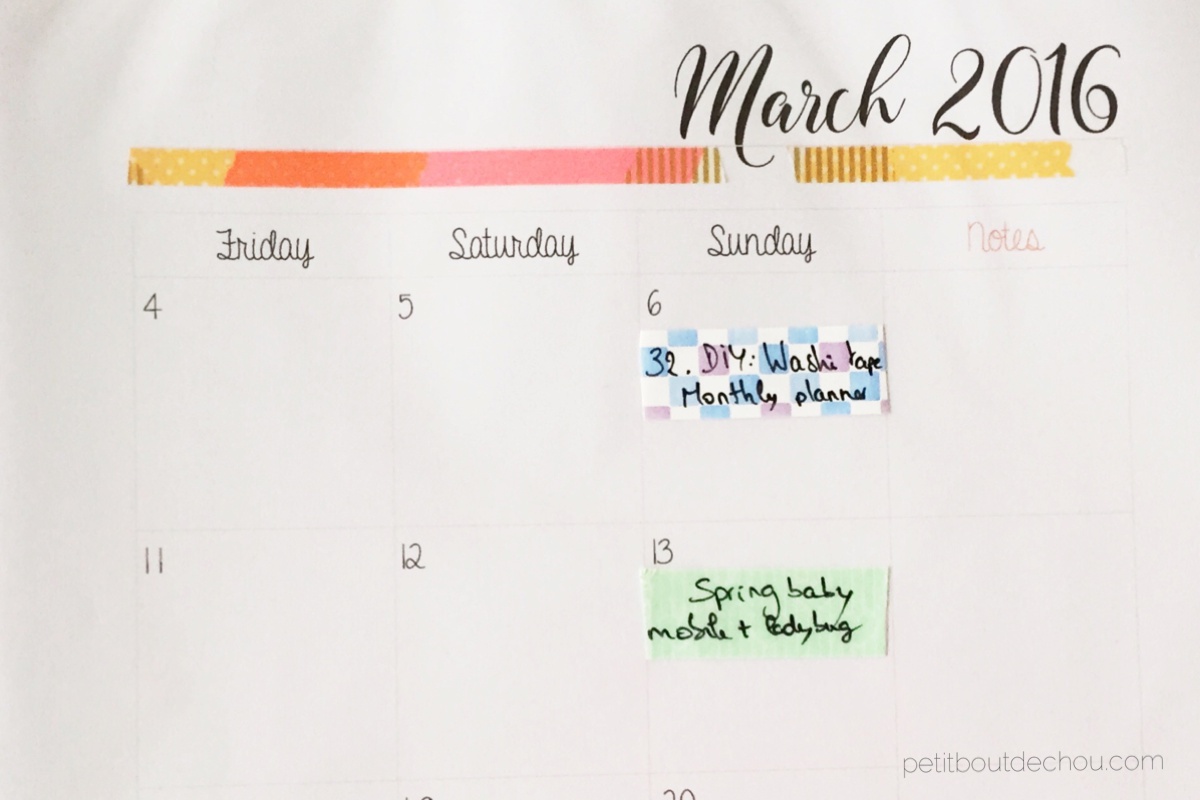 Schedule Activity Journal Washi Tape