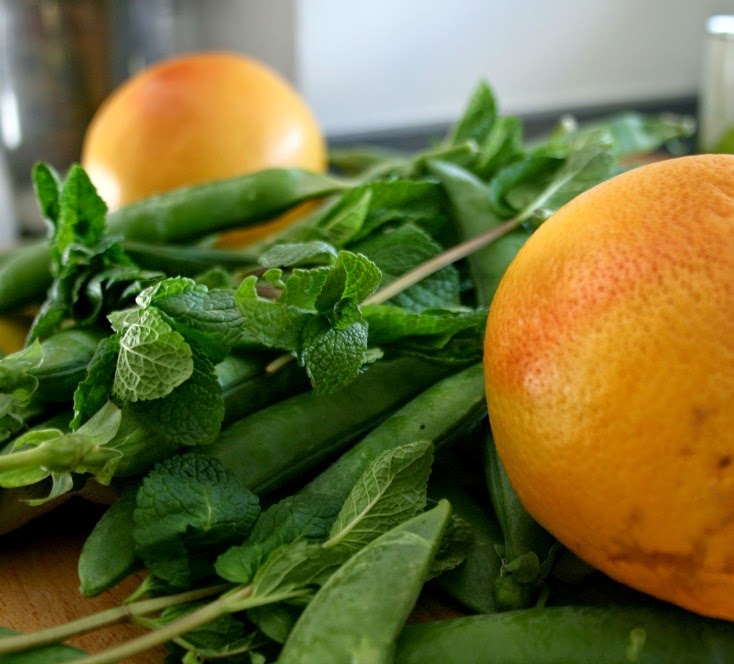 Sabor en cristal Guisantes frescos con pomelo y menta