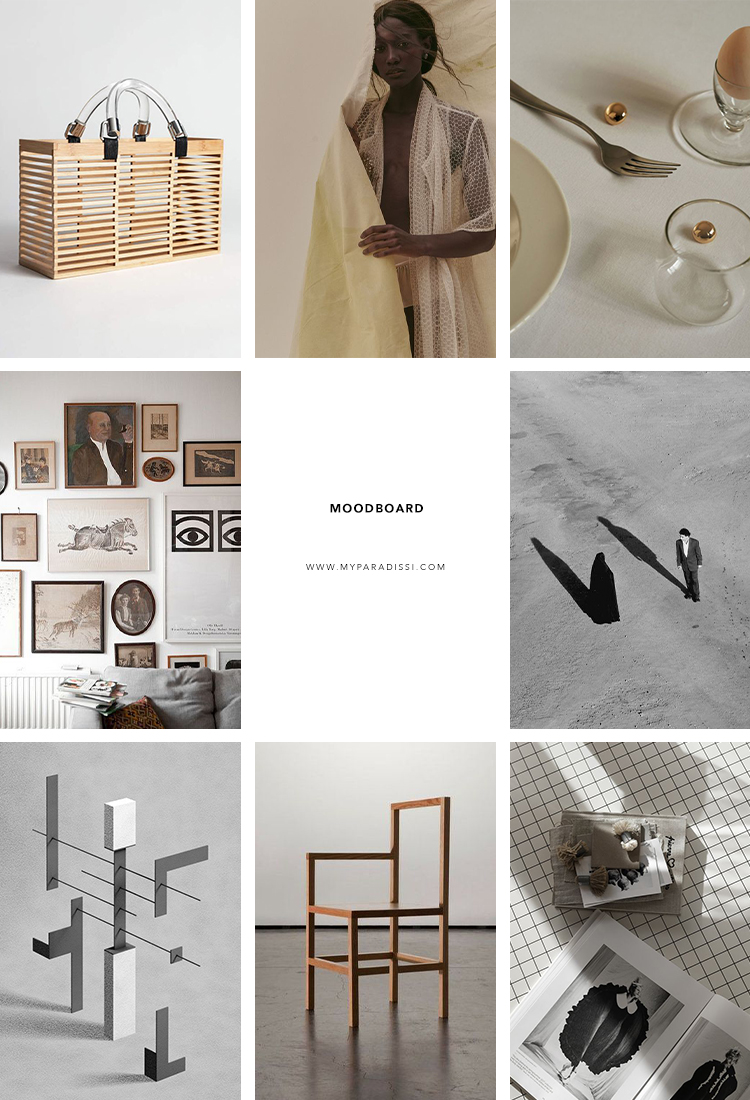 Inspiration moodboard curated by Eleni Psyllaki for My Paradissi