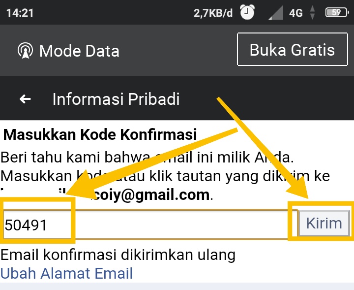 Ferifikasi email facebook