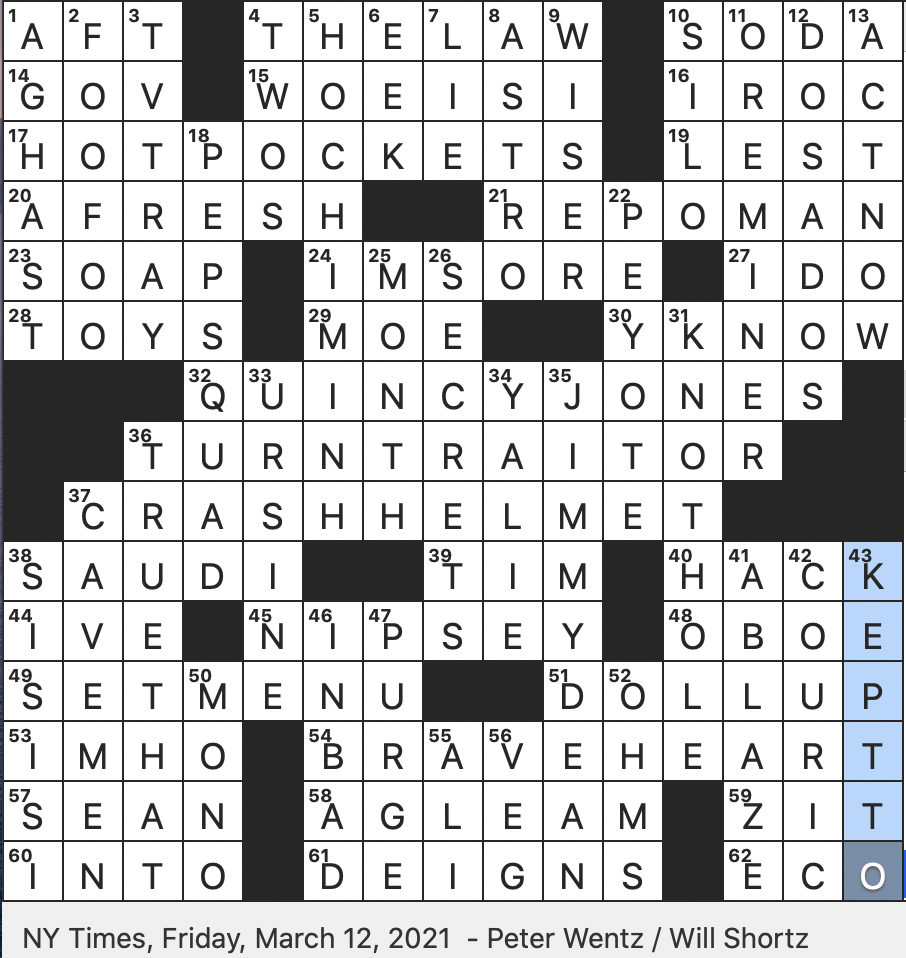 rex parker does the nyt crossword puzzle self help guru ferriss fri 3 12 21 1996 book on grammar whose title corrects a melodramatic cry frozen food famously lampooned by comedian jim