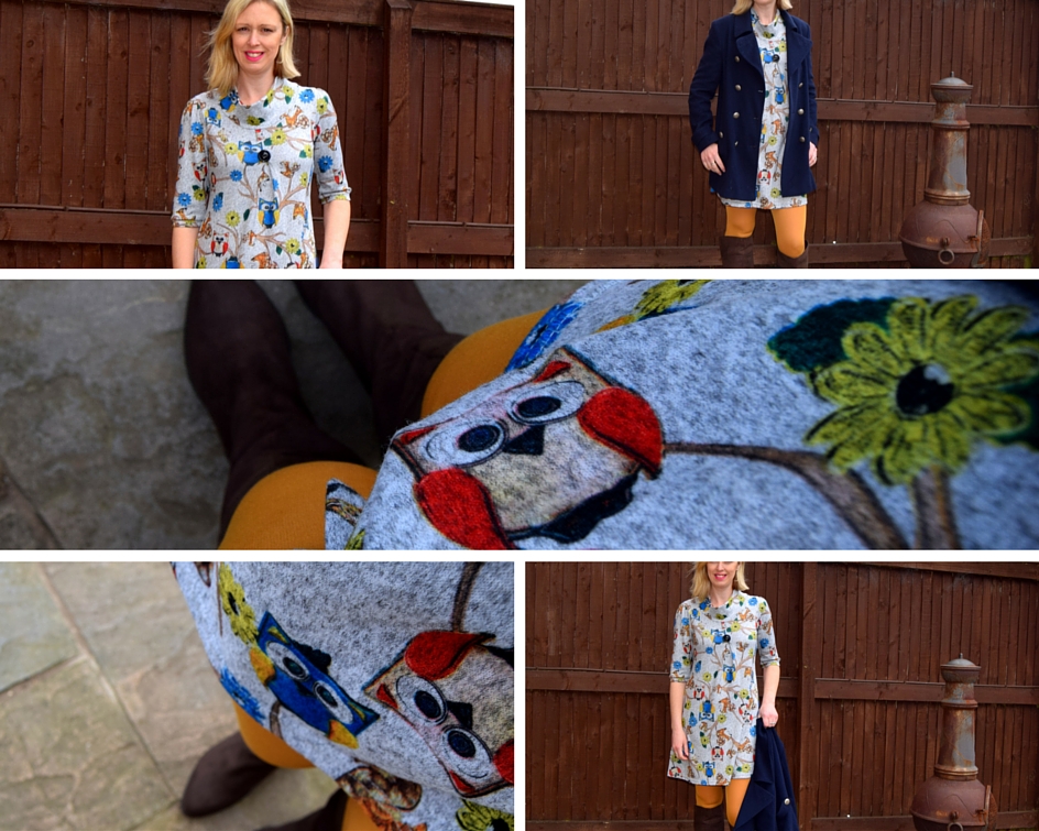 Styling A Blue Coat, Owl Jumper & Mustard Tights. Styling A Blue Coat, Owl Jumper & Mustard Tights.